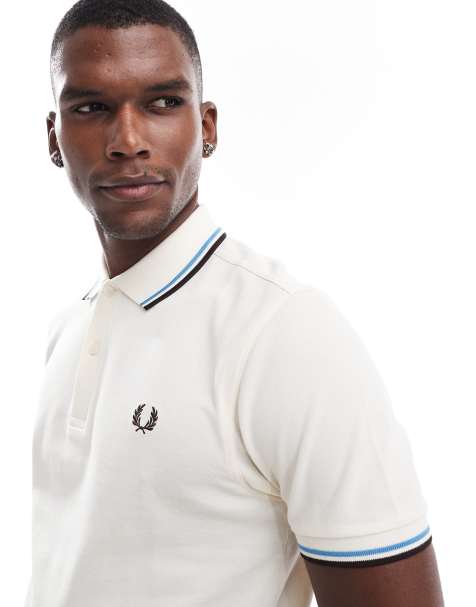 Fred Perry twin tipped polo shirt in ecru