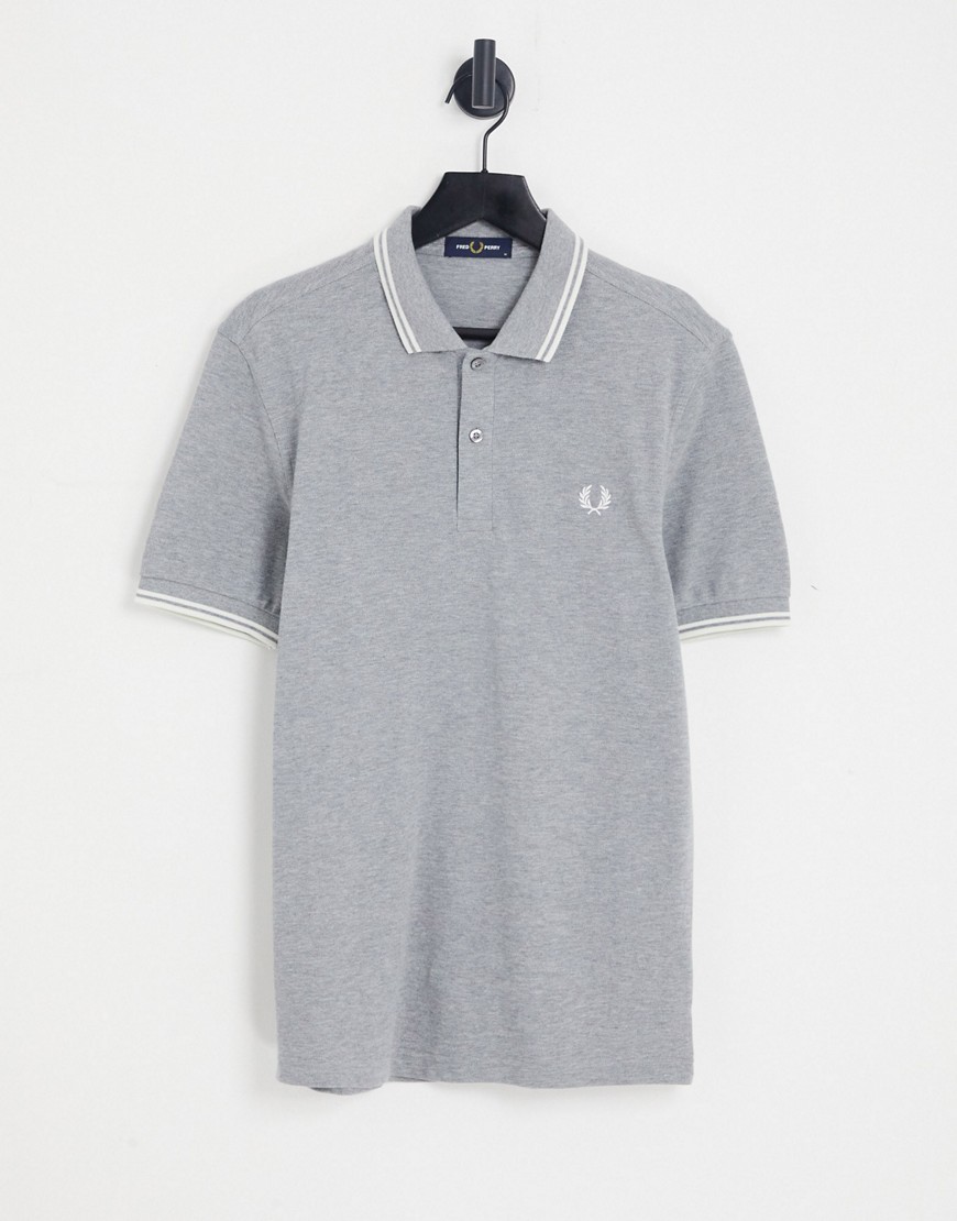 Fred Perry twin tipped polo shirt in grey-Gray