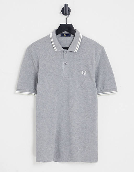 Fred Perry twin tipped polo shirt in grey | ASOS