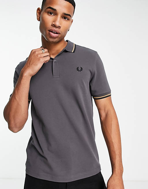 Fred Perry twin tipped polo shirt in grey |