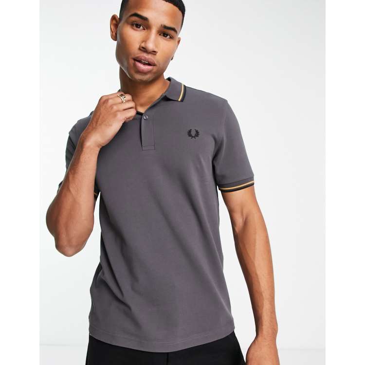 Fred perry twin tipped cheap polo t shirt grey