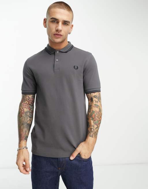 Fred Perry twin tipped polo shirt in grey | ASOS