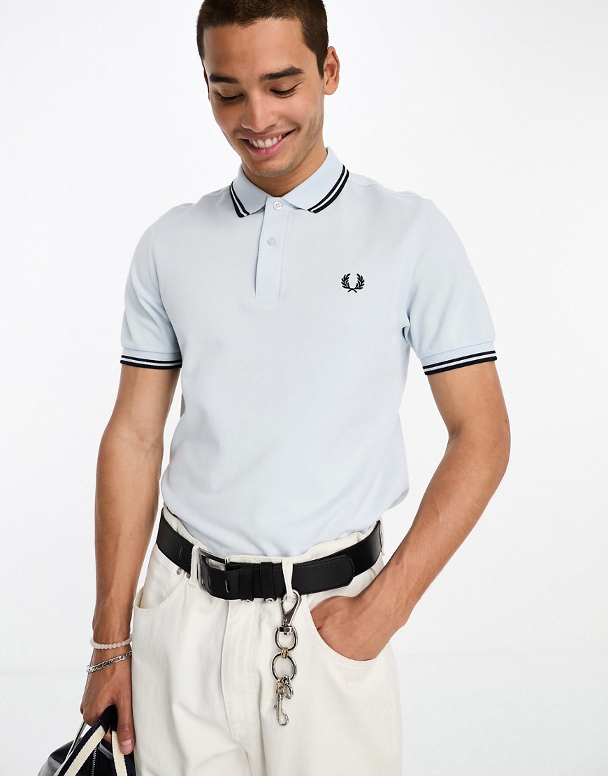 Fred Perry twin tipped polo shirt in light blue