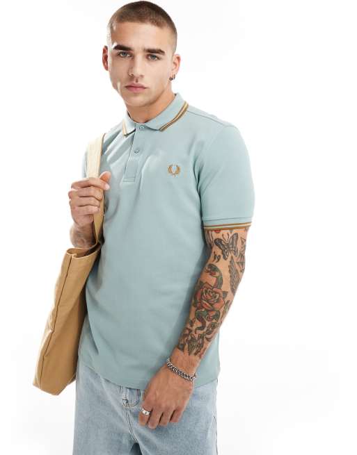 Fred Perry twin tipped polo shirt in light blue ASOS