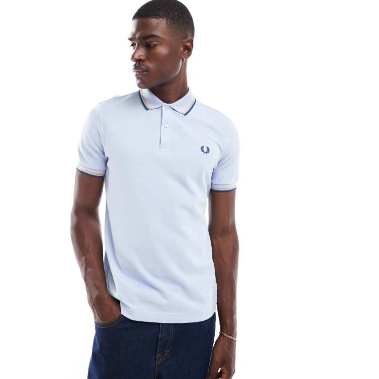 Fred Perry twin tipped polo shirt in light blue ASOS