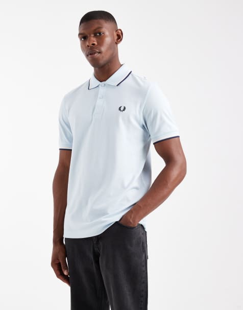 Fred Perry twin tipped polo shirt in light blue