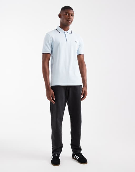 Fred Perry twin tipped polo shirt in light blue, 2 of 5