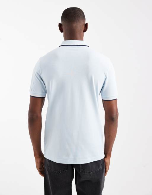 Fred Perry twin tipped polo shirt in light blue, 3 of 5