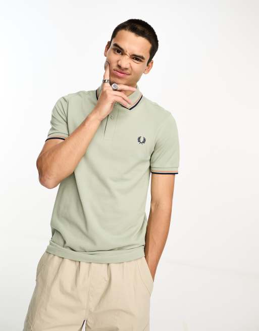 Polo Hombre FRED PERRY TWIN TIPPED MEN SHIRT Light Ice/Field Green