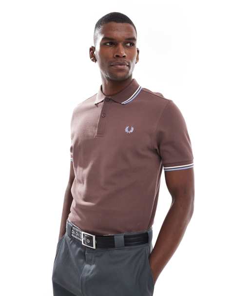Fred Perry twin tipped polo shirt in maroon - view 1