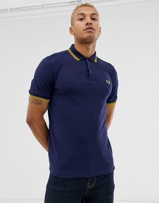 fred perry twin tipped polo t shirt blue