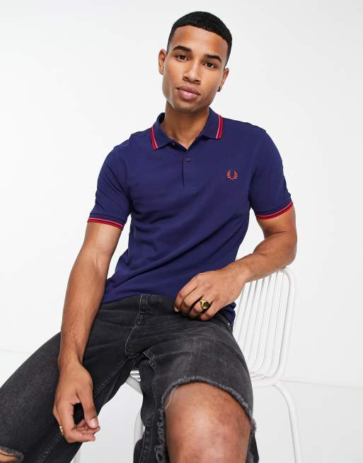 Fred Perry twin tipped polo shirt in navy | ASOS