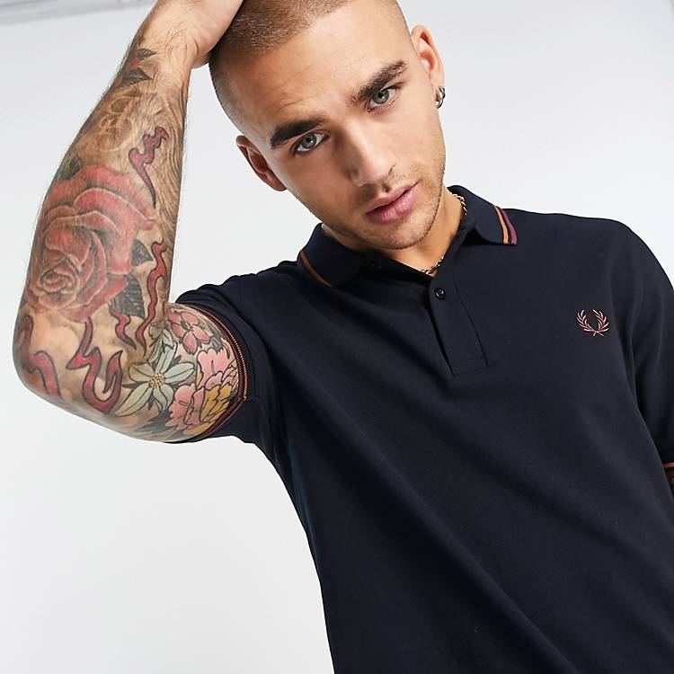 spreker transfusie vriendschap Fred Perry twin tipped polo shirt in navy | ASOS
