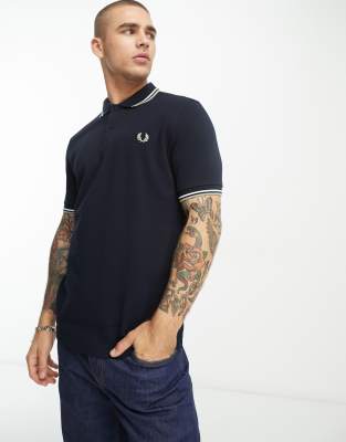 Fred Perry twin tipped polo shirt in navy | ASOS