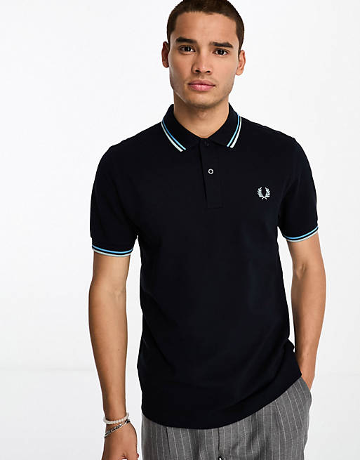 Fred Perry twin tipped polo shirt in navy | ASOS