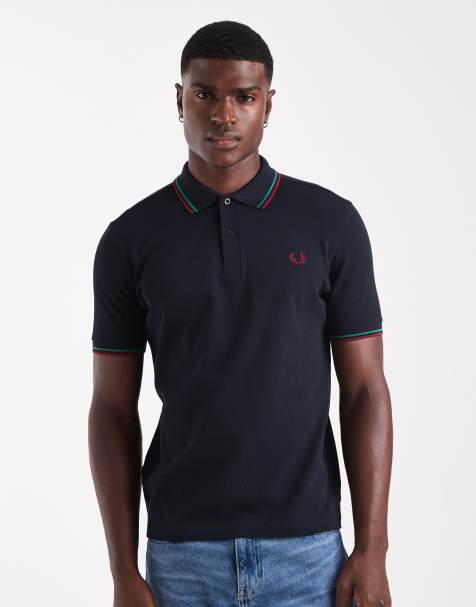 Fred Perry twin tipped polo shirt in navy - view 1