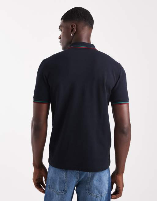 Fred Perry twin tipped polo shirt in navy, 3 of 5