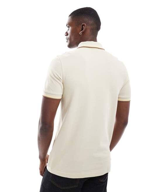 Fred Perry twin tipped polo shirt in oatmeal | ASOS