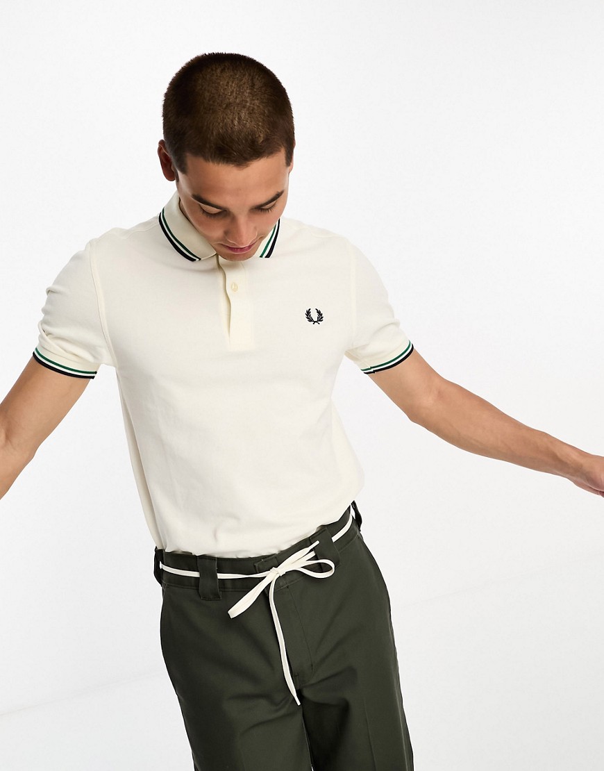 Fred Perry twin tipped polo shirt in off white