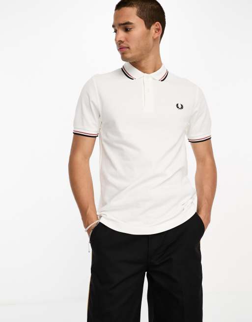 Fred Perry twin tipped polo shirt in off white | ASOS