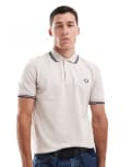 [Fred Perry] Fred Perry twin tipped polo shirt in off white XS White