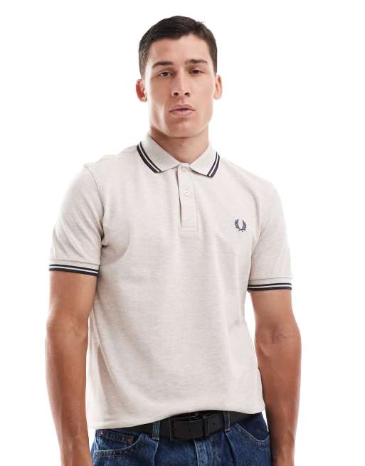 Fred Perry twin tipped polo shirt in off white