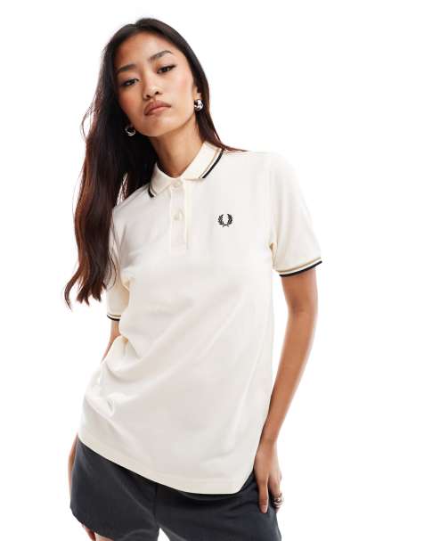 Fred Perry twin tipped polo shirt in off white - view 1
