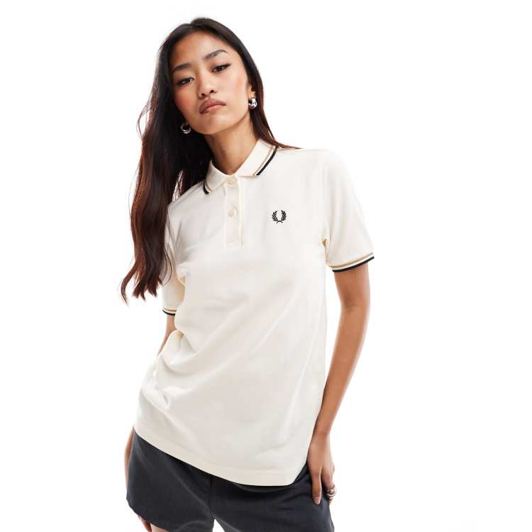 Fred Perry twin tipped polo shirt in off white ASOS