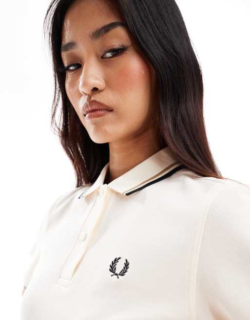 Fred Perry twin tipped polo shirt in off white | ASOS