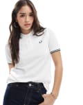 [Fred Perry] Fred Perry twin tipped polo shirt in off white 40 White