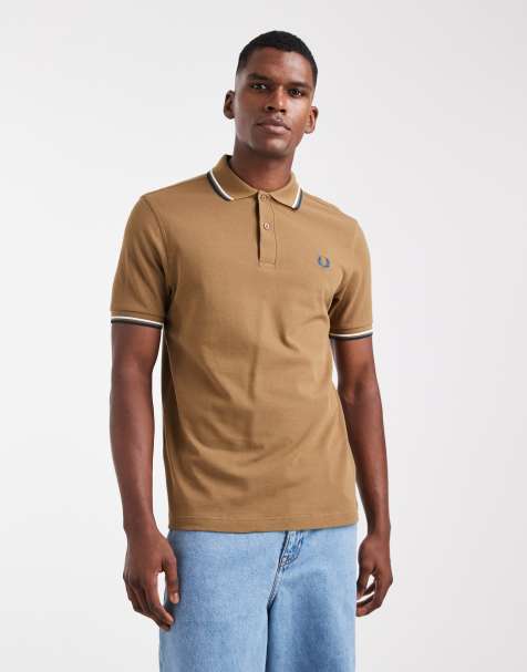 Fred Perry twin tipped polo shirt in olive green - view 1