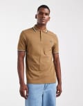 [Fred Perry] Fred Perry twin tipped polo shirt in olive green M KHAKI