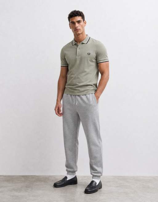 Fred Perry Twin tipped polo shirt in pale green with black and white tipping, 7 of 7