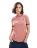[Fred Perry] Fred Perry twin tipped polo shirt in pink/black 36 PTYPNK/BRICK/BLK