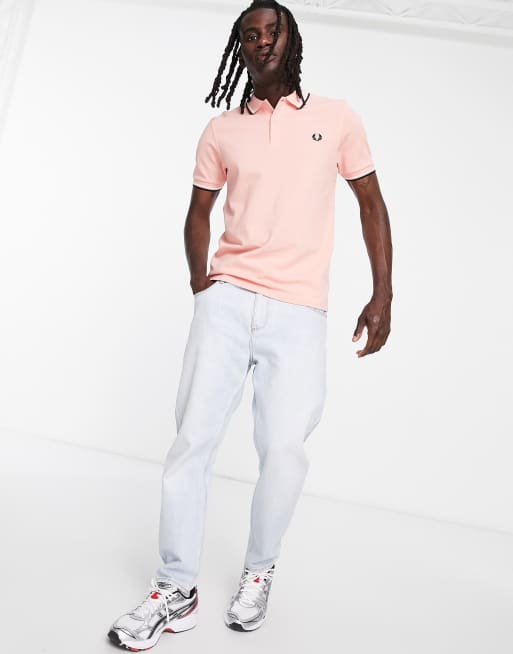 Pink fred perry polo hotsell shirt mens