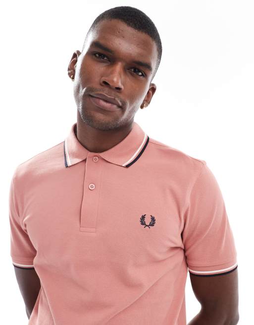 Fred Perry twin tipped polo shirt in pink | ASOS
