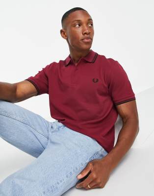 dark red polo shirt