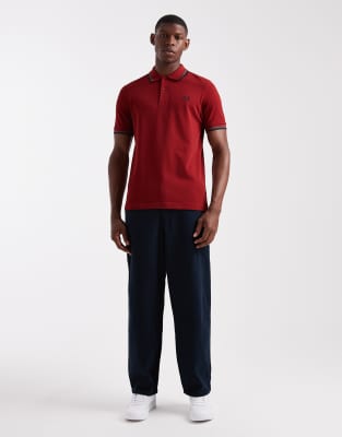 Fred Perry Classic Polo Shirt With Logo Embroidery In Burgundy