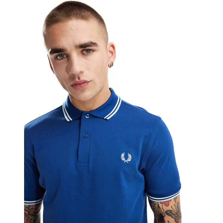 Fred Perry twin tipped polo shirt in royal blue | ASOS