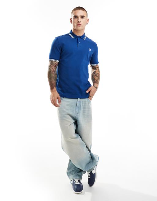 Fred Perry twin tipped polo shirt in royal blue | ASOS