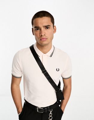Fred Perry twin tipped polo shirt in silky peach