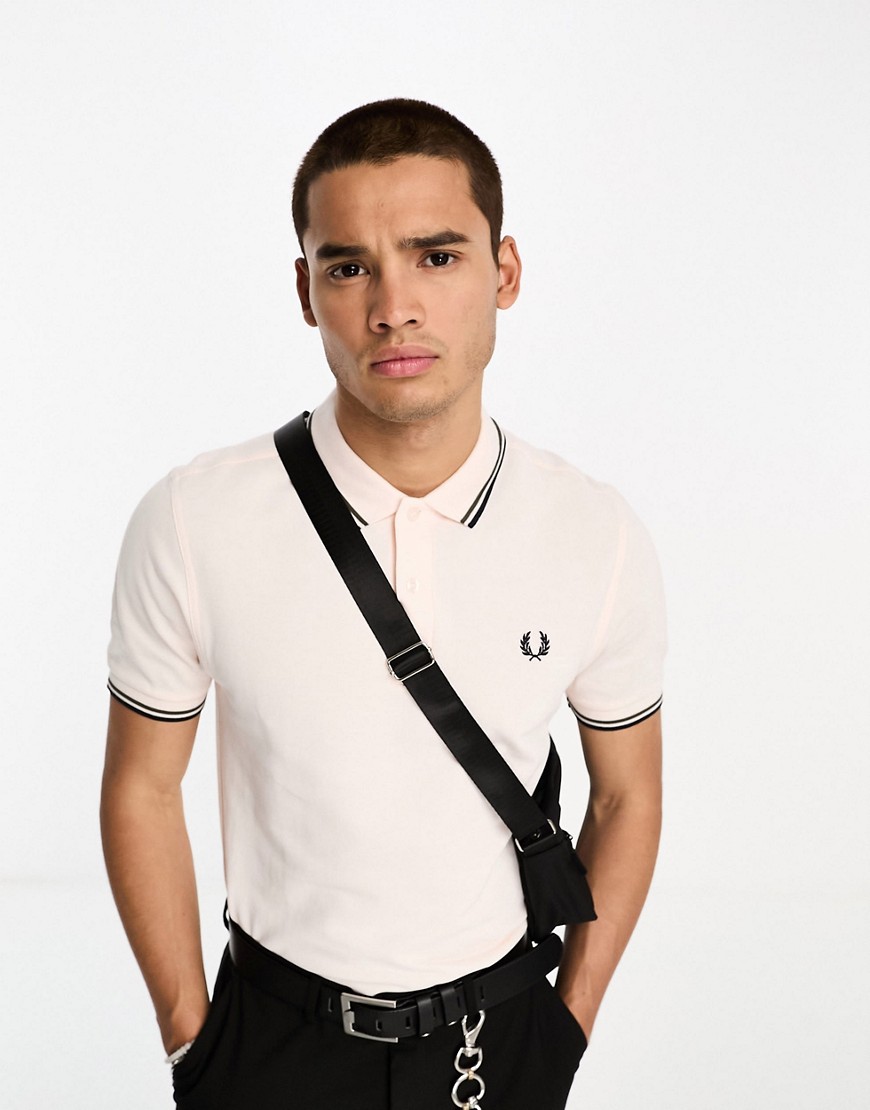 Fred Perry twin tipped polo shirt in silky peach-Orange