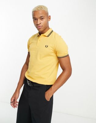 Fred Perry twin tipped polo shirt in tan