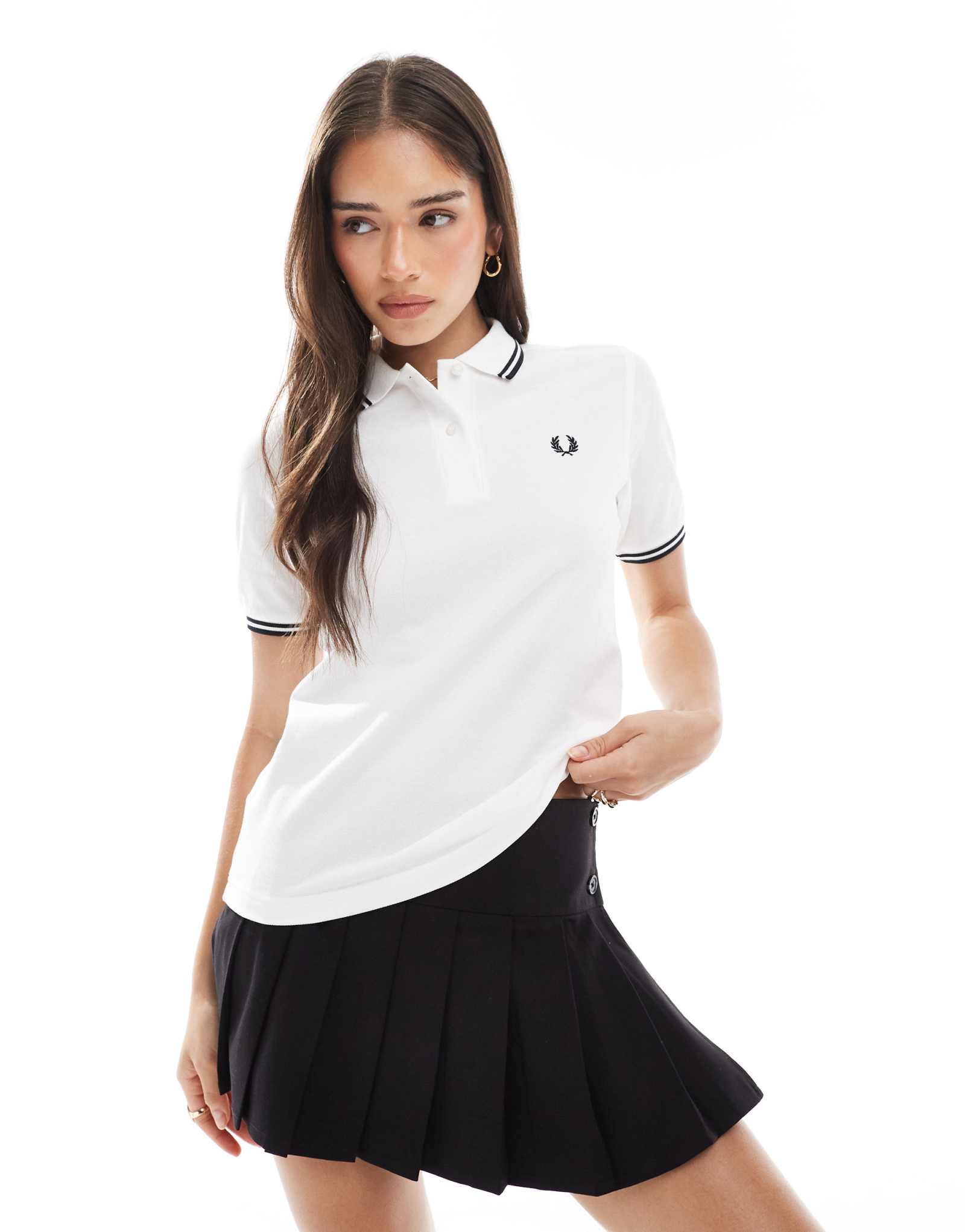 Рубашка-поло Fred Perry с двойным воротником белого/черного цвета