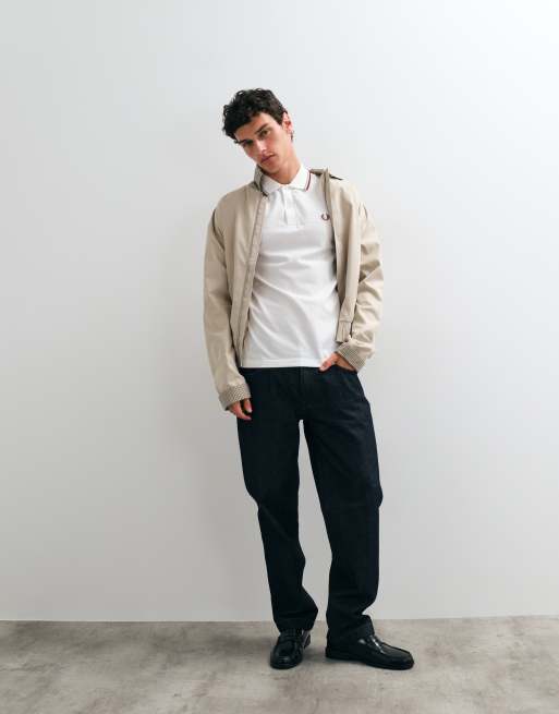 Fred Perry twin tipped polo shirt in white with blue and burgundy tipping , 3 of 5
