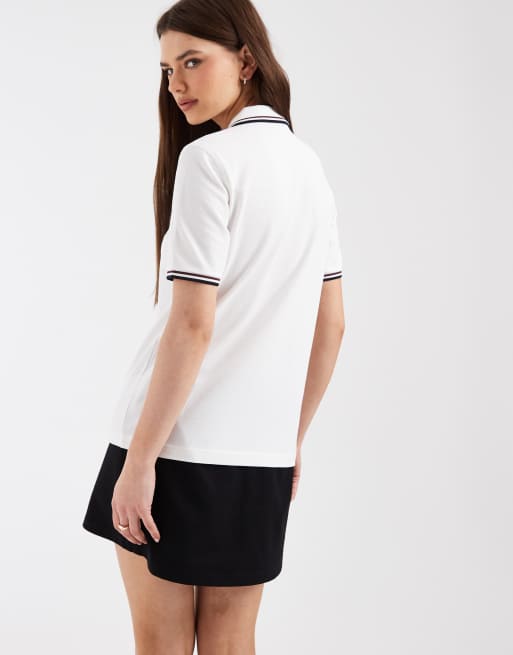 Fred Perry twin tipped polo shirt in white with navy and red tipping, 4 of 4