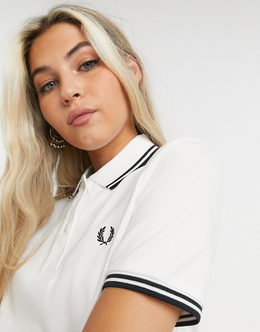 Fred Perry twin tipped polo shirt in white