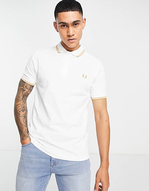 Fred Perry twin tipped polo shirt in white | ASOS