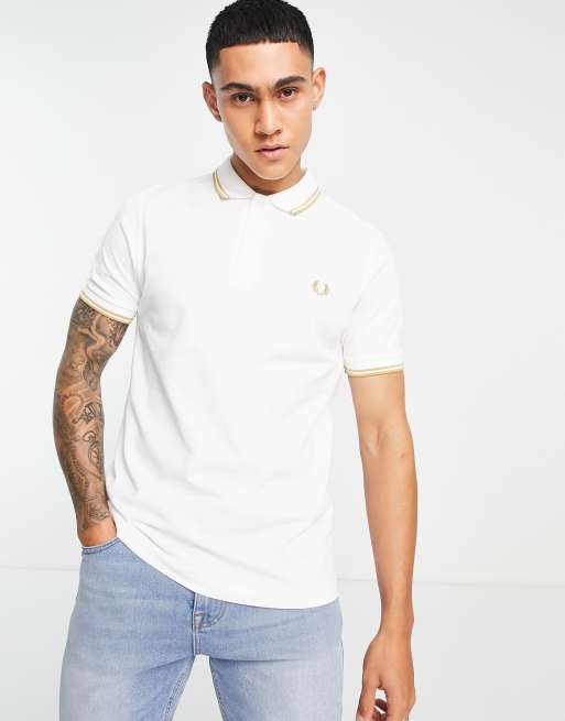Fred Perry twin tipped polo shirt in white