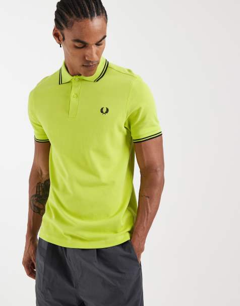 Fred Perry twin tipped polo shirt in yellow with black tipping - view 1